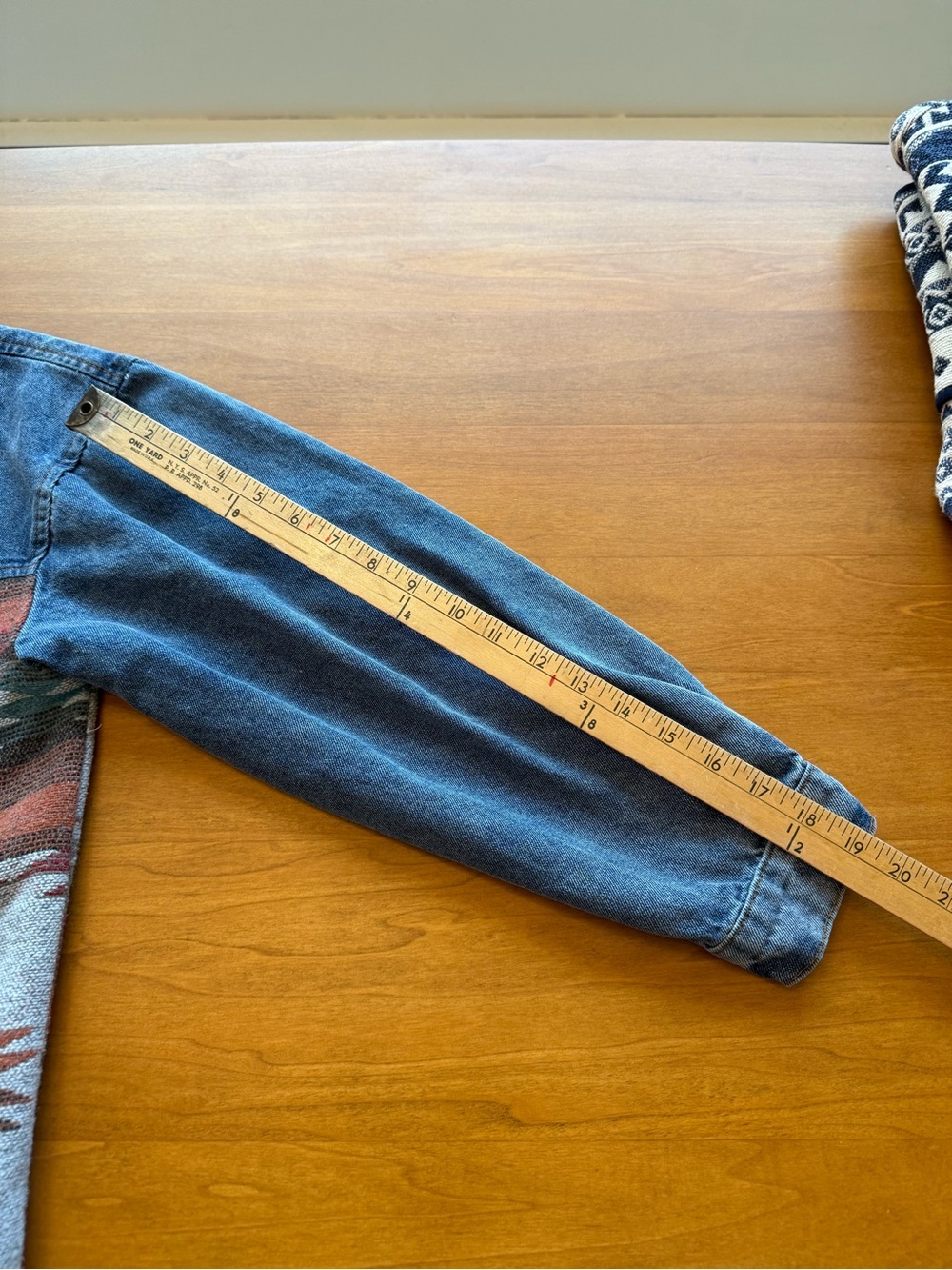 Denim Jacket with Southwestern blanket inset - Picture 9 of 10